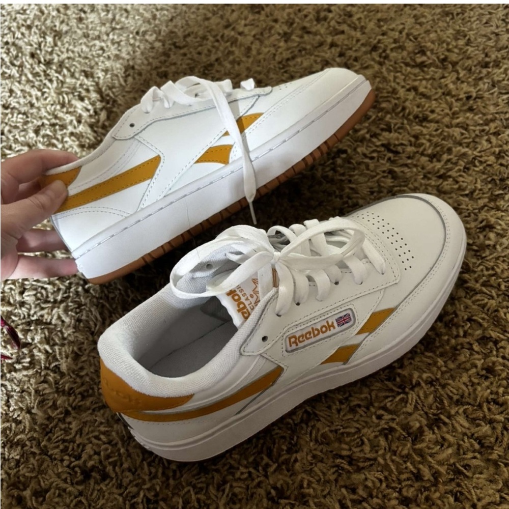 Reebok White and Gold Sneakers